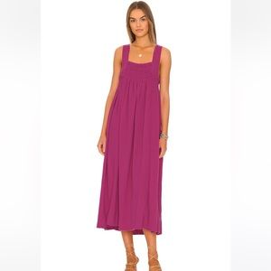 Free People Delphine Midi Dress in Raspberry Sherbet